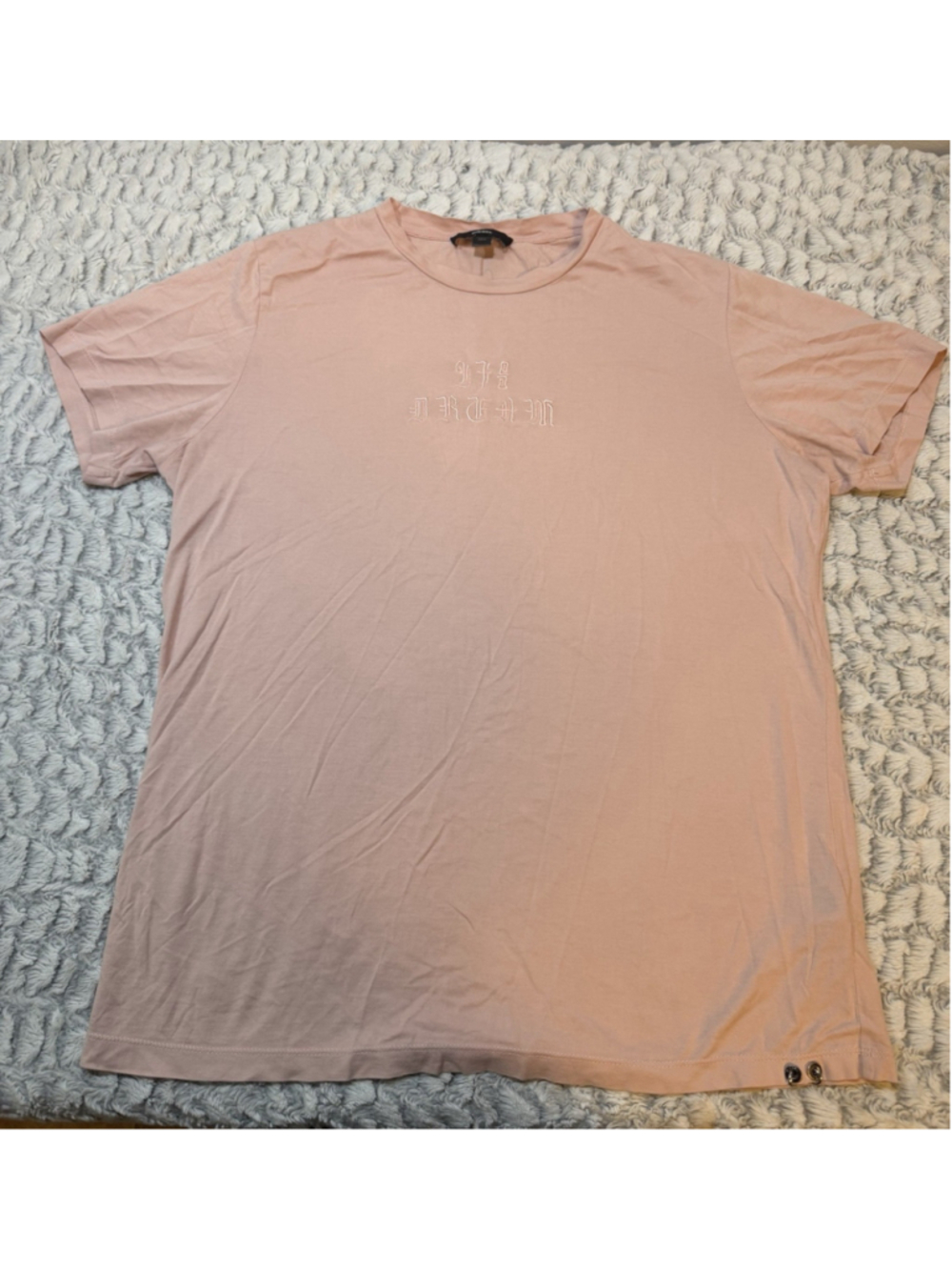 Diesel Men's Pink Embroidered Bunny Graphic Print Crew Neck T-Shirt XS
